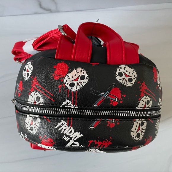 Bioworld x Hot Topic Friday the 13th/ Jason Mini Backpack- Black and Red- NWT - Picture 3 of 6